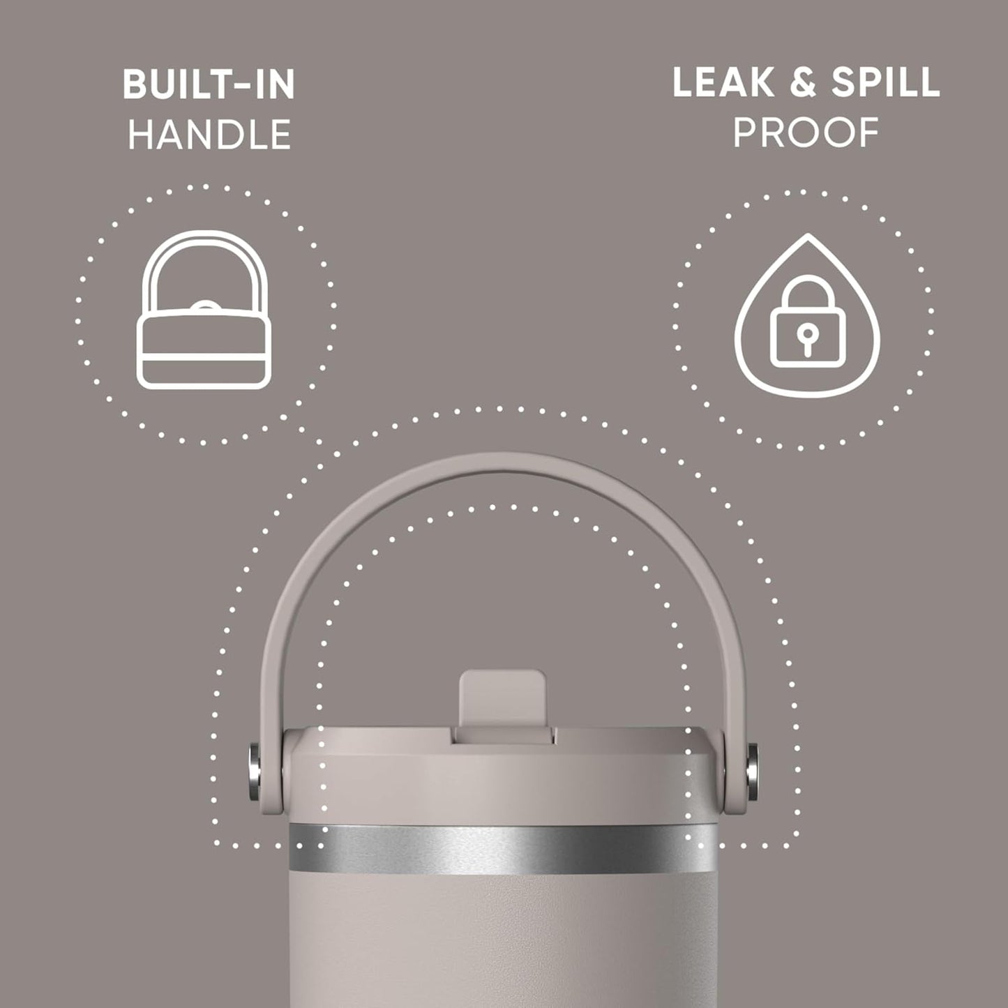 Hydrapeak Nomad 32oz Insulated Stainless Steel Travel Tumbler with Handle & Straw Lid, Leakproof, Cupholder Friendly, Keeps Drinks Cold 24 Hours, Reusable Bottle for Daily Hydration (Pale Sage)