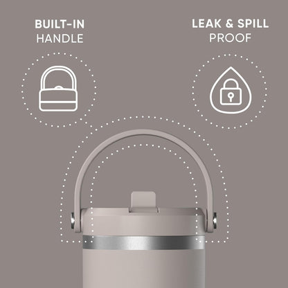 Hydrapeak Nomad 32oz Insulated Stainless Steel Travel Tumbler with Handle & Straw Lid, Leakproof, Cupholder Friendly, Keeps Drinks Cold 24 Hours, Reusable Bottle for Daily Hydration (Pale Sage)