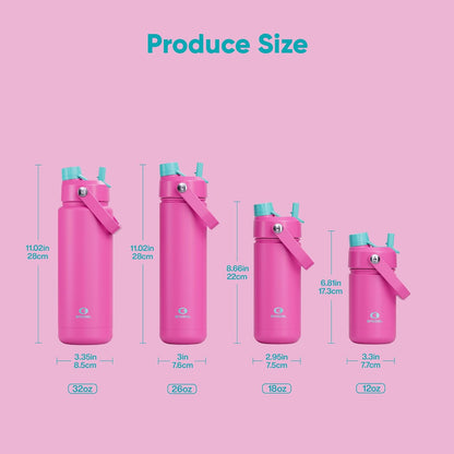 ENCOOL Insulated Water Bottle with Straw Stainless Steel Water Bottle, Leak-Proof, BPA-Free, Double Wall Vacuum Keeps Cold for 24 Hours for Sports, Travel, School (26 oz, Cotton Candy) - Colors C
