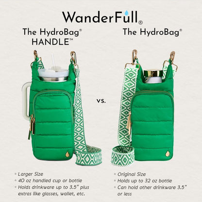 WanderFull Original HydroBag Handle® Zipper Slot for Handle, Hands-Free Crossbody Water Bottle Holder & Tumbler Accessories