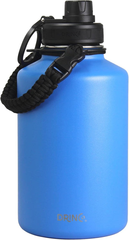 Drinco Stainless Steel Water Bottle Spout Lid Vacuum Insulated Double Wall Water Bottle Wide Mouth (40oz 32oz 22oz 18oz 14oz) Leak Proof Keep Cold Sport Camping Hiking (22 oz, 22oz Black)