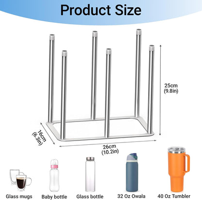 Water Bottle Drying Rack,Stainless Steel Bottle Rack Dryer, Plastic Bag Drying Rack, Dry Rack for Bottles,Space Saving Countertop Rack for Glass,Cups, Mugs,Mason Jars and Sports Bottles