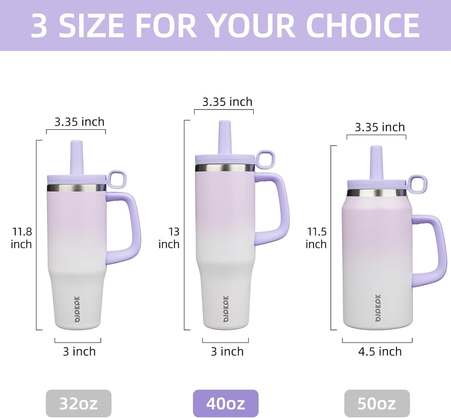 BJPKPK 50oz Insulated Tumbler with Handle Stainless Steel Travel Coffee Mug with Lid Reusable Large Water Bottle with Straw,Sky