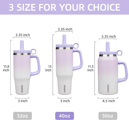BJPKPK 50oz Insulated Tumbler with Handle Stainless Steel Travel Coffee Mug with Lid Reusable Large Water Bottle with Straw,Sky