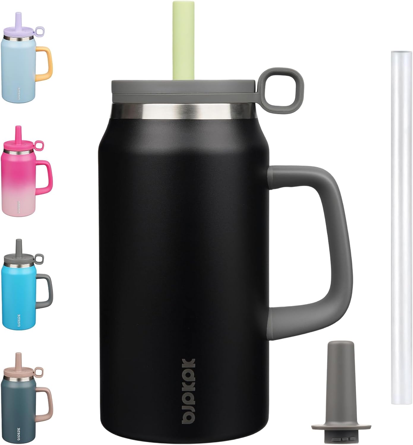 BJPKPK 50oz Insulated Tumbler with Handle Stainless Steel Travel Coffee Mug with Lid Reusable Large Water Bottle with Straw,Sky