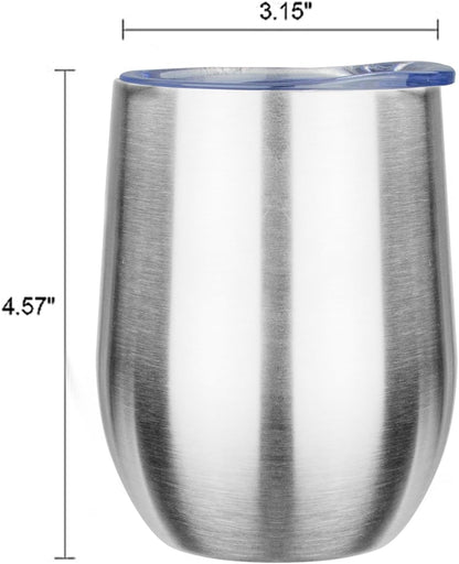 MEZMUT 12 Oz Insulated Wine Tumbler with Lid Double Wall Vacuum Stainless Steel Wine Glass Coffee Mug Insulated Tumbler Cup for Champaign, Cocktail, Beer (Black, 1 Pack)