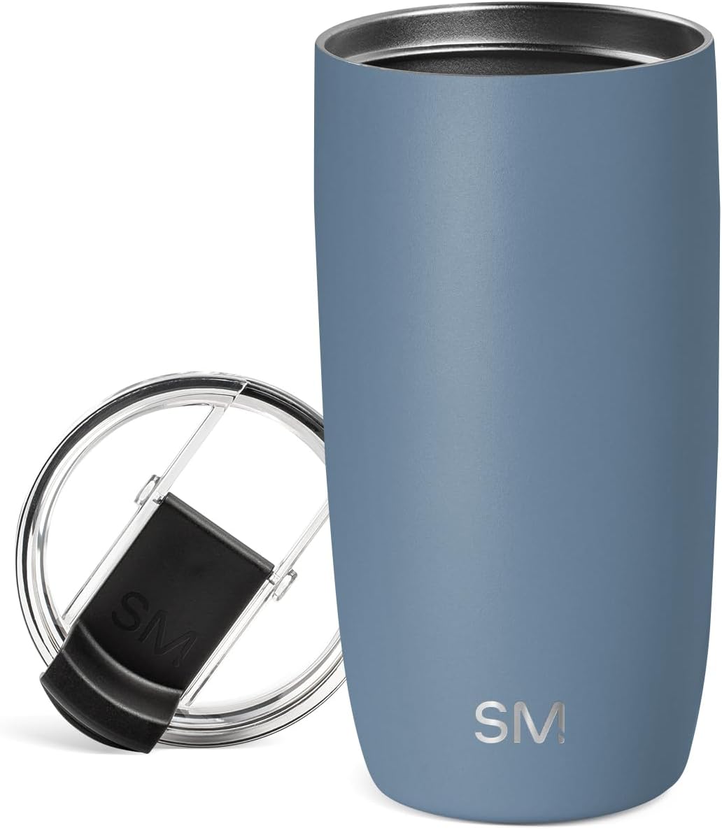 Simple Modern Voyager Tumbler with Flip Lid | Travel Coffee Mug | Insulated Stainless Steel Cold Brew Iced or Hot Coffee Cup | Gifts for Women Men Her Him | 16oz, Almond Birch