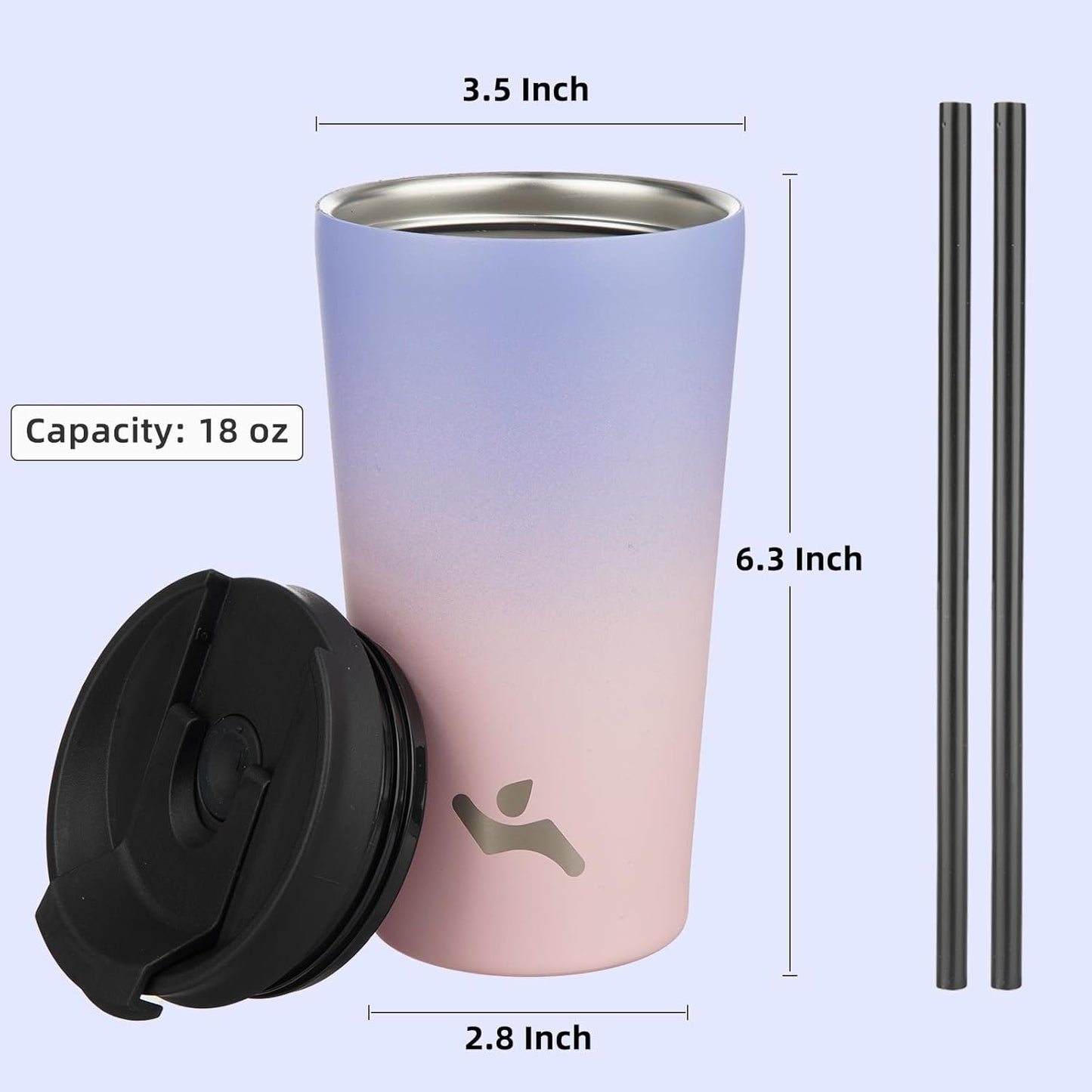Konokyo 30 OZ Insulated Tumbler with Lid and 2 Straws Stainless Steel Water Bottle Vacuum Travel Mug Coffee Cup,Pastel Sunset