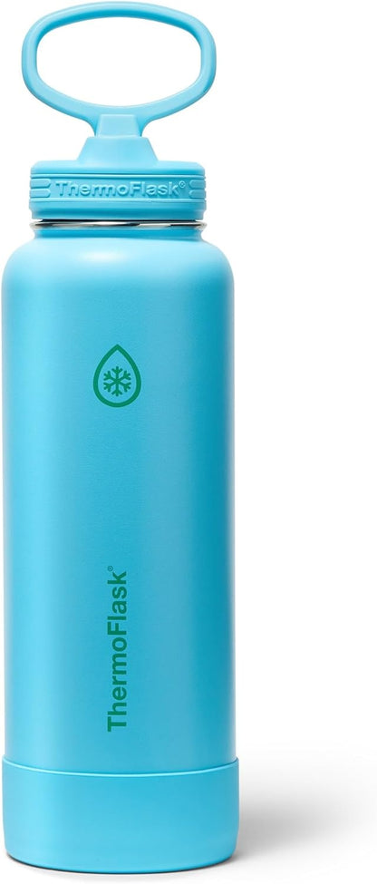 ThermoFlask Insulated Water Bottle with Spout Lid (24 oz, Lemonade Stand) - Leakproof, Stainless Steel Water Bottle for Cold & Hot Drinks, Travel & Daily Hydration