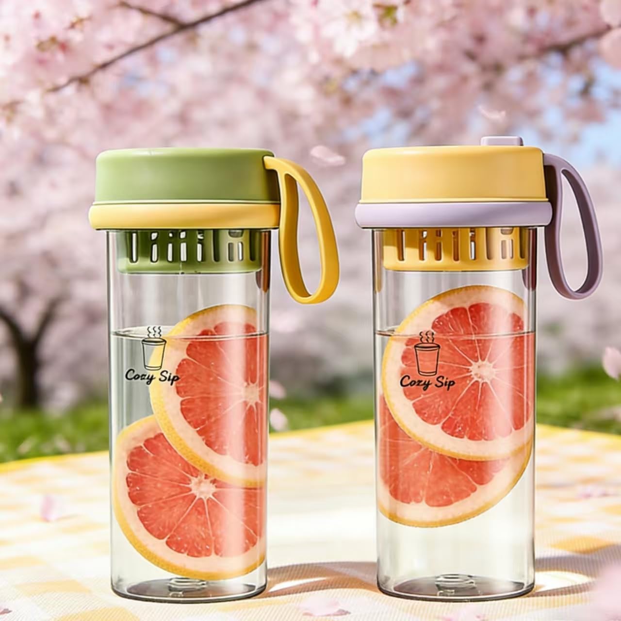 Fruit Infuser Water Bottle,17oz, Clear Water Bottle, Leakproof Plastic Water Bottle,Lightweight for Coffee, Tea, Fruit and Drinks, Shatter Proof, Reusable for Indoor & Outdoor(Orange)