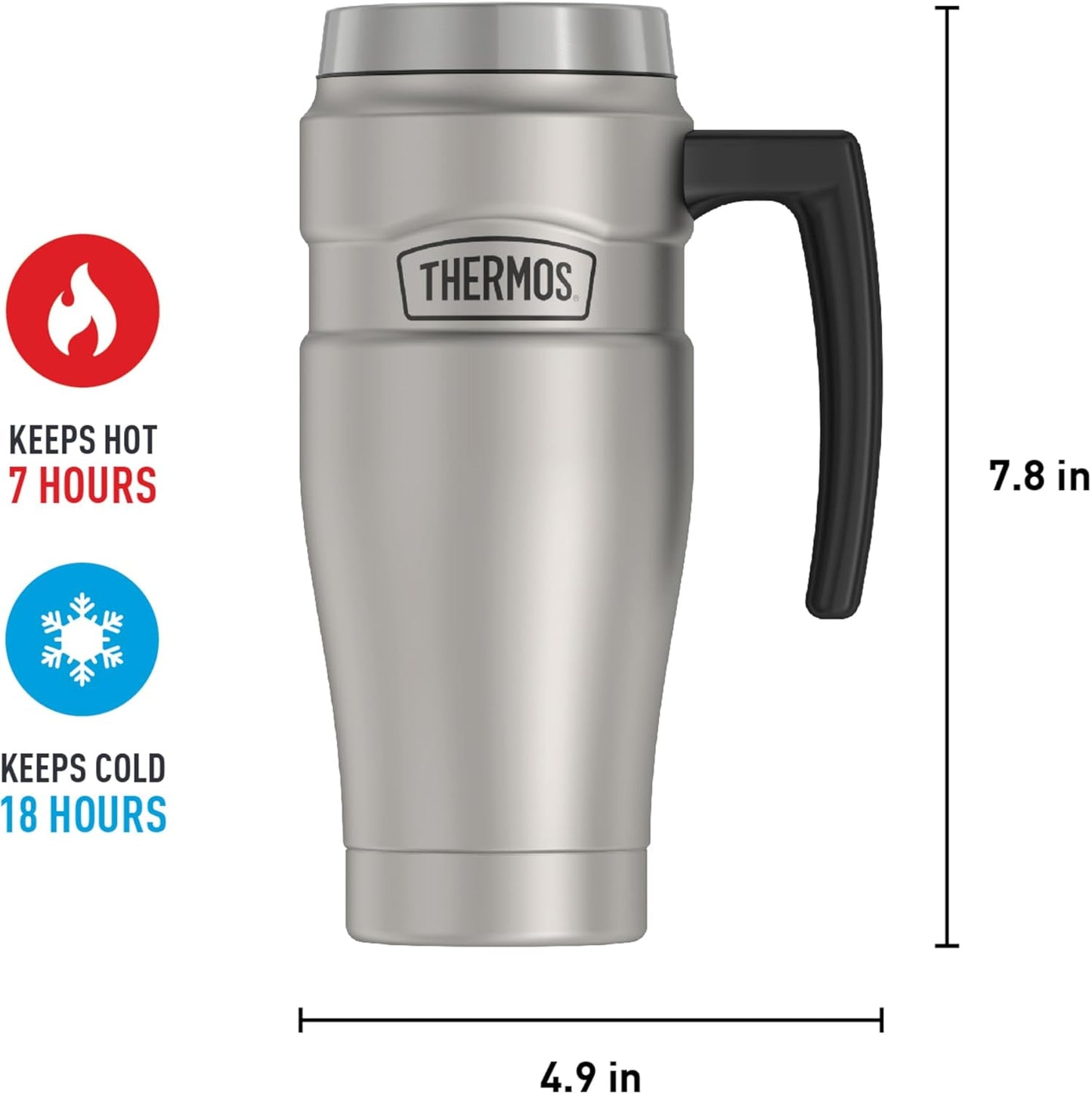 THERMOS Stainless King Vacuum-Insulated Stainless Steel Tumbler - 16oz, Midnight Blue - Insulated Coffee Tumbler for Hot & Cold Drinks - Leak-Proof & Sweat-Proof for Commuting & Traveling