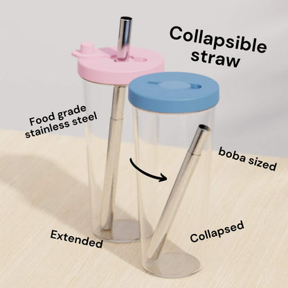 Dodoko Sage Green 24 oz Reusable Boba Cup and Straw Bubble Tea Cup with Wide Lid and Straw