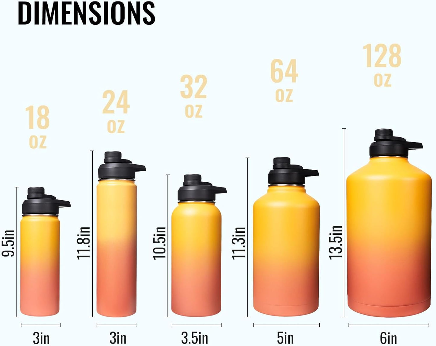 Fijinhom 24 oz Insulated Water Bottle with Handle, 304 Stainless Steel Water Bottles with Wide Mouth, Double Wall Vacuum Sports Water Bottle, BPA Free, Keep Cold and Hot, Black | with Handle