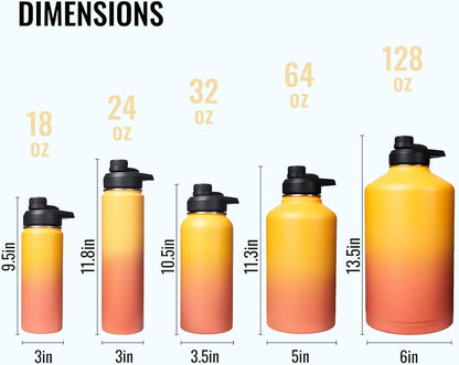 Fijinhom 24 oz Insulated Water Bottle with Handle, 304 Stainless Steel Water Bottles with Wide Mouth, Double Wall Vacuum Sports Water Bottle, BPA Free, Keep Cold and Hot, Black | with Handle