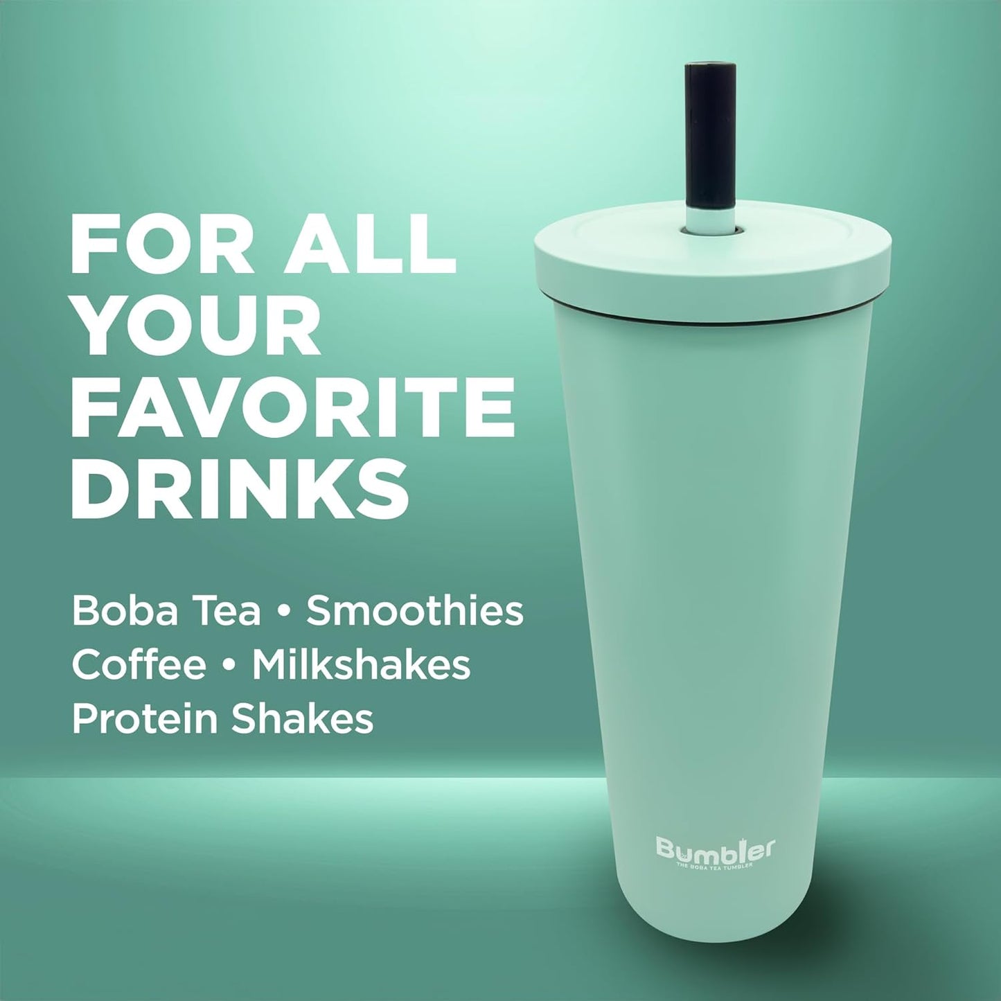 Bumbler Original Boba Tea Cup - 24oz Double-Walled Plastic Reusable Tumbler with Extra Wide Straw & Leak-Proof Lid - BPA-Free Smoothie & Iced Coffee Travel Mug - Blush Pink