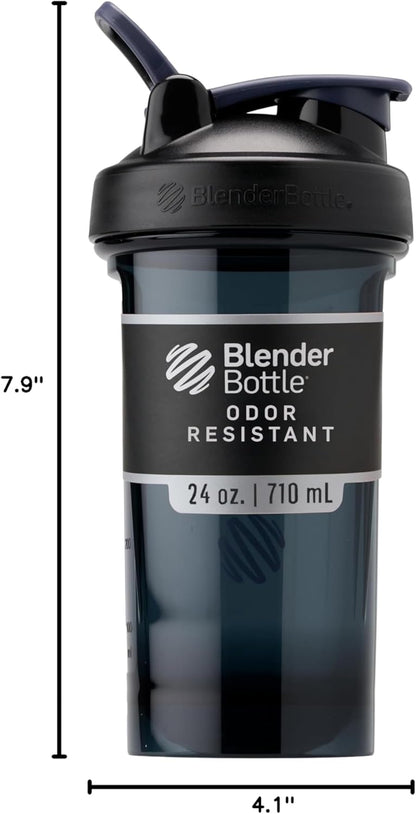 BlenderBottle Shaker Bottle Pro Series Perfect for Protein Shakes and Pre Workout, 24-Ounce, Black