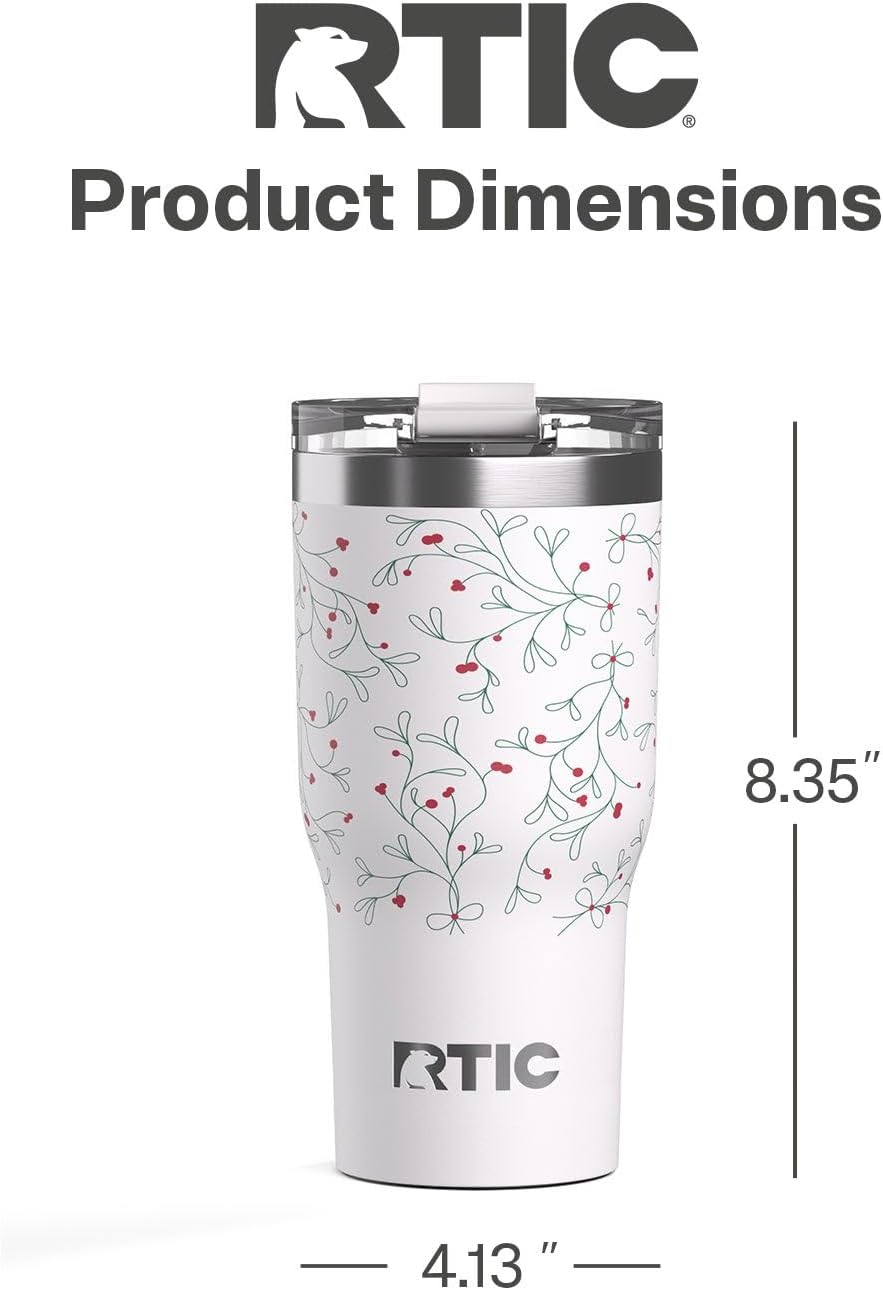 RTIC 20oz Essential Tumbler with Lid, Ceramic Lined, Insulated, Stainless Steel, Metal, Double Wall Vacuum-Insulation, Travel Cup for Iced Coffee, Tea, Hot and Cold Drink, Graphite
