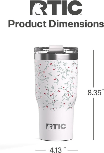 RTIC 20oz Essential Tumbler with Lid, Ceramic Lined, Insulated, Stainless Steel, Metal, Double Wall Vacuum-Insulation, Travel Cup for Iced Coffee, Tea, Hot and Cold Drink, Graphite