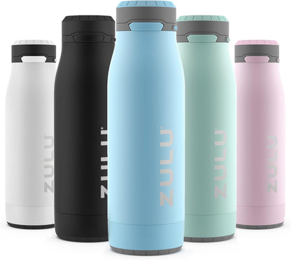 ZULU Ace Vacuum Insulated Stainless Steel Water Bottle with Chug Spout, Leak-Proof Locking Lid and Removable Base for School, Backpack, Sports, Gym, Travel