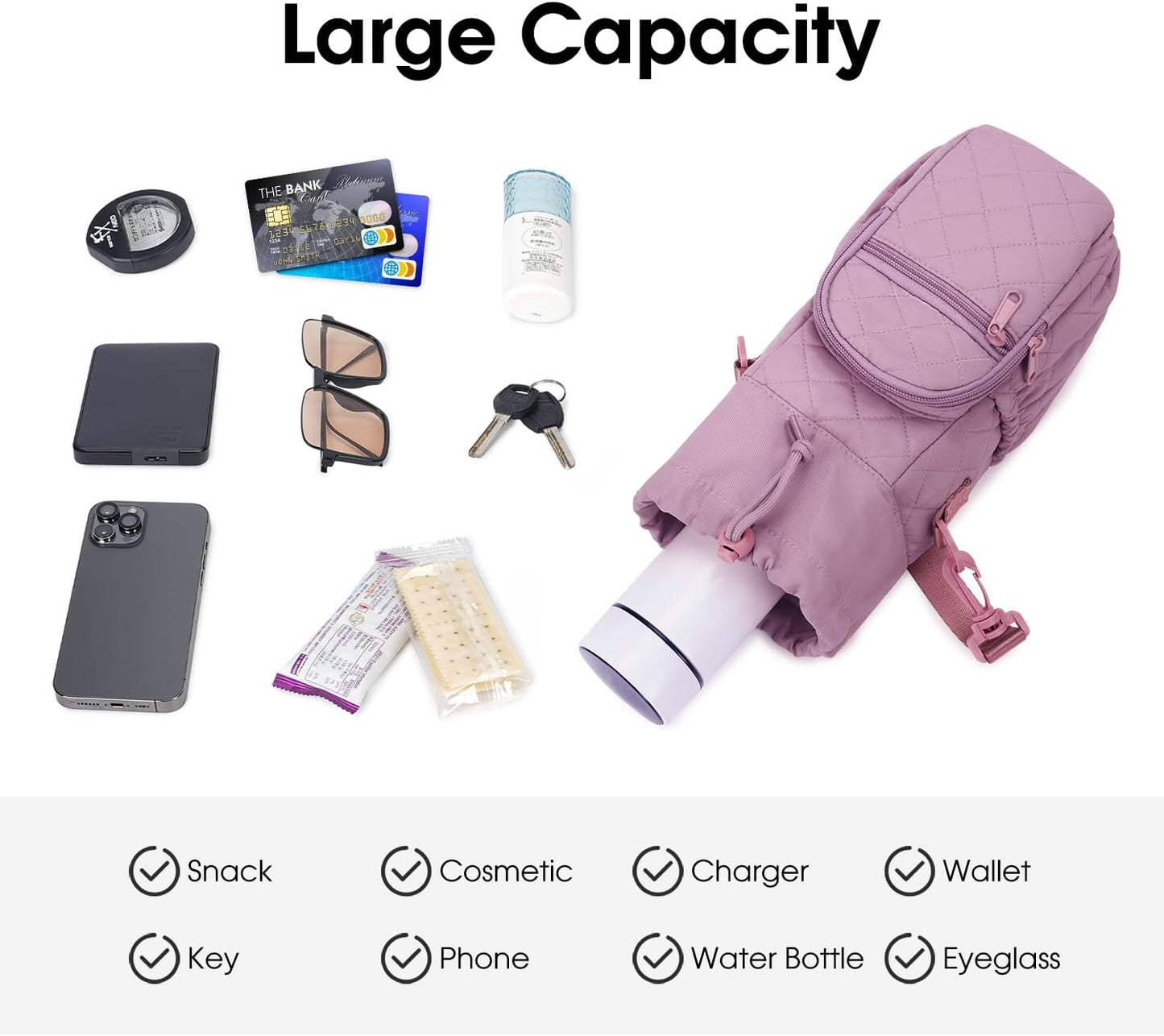 sportsnew Water Bottle Holder 40oz Crossbody Insulated Cup Sleeve Water Bottle Carrier Sling Bag with Phone Pocket, Walking