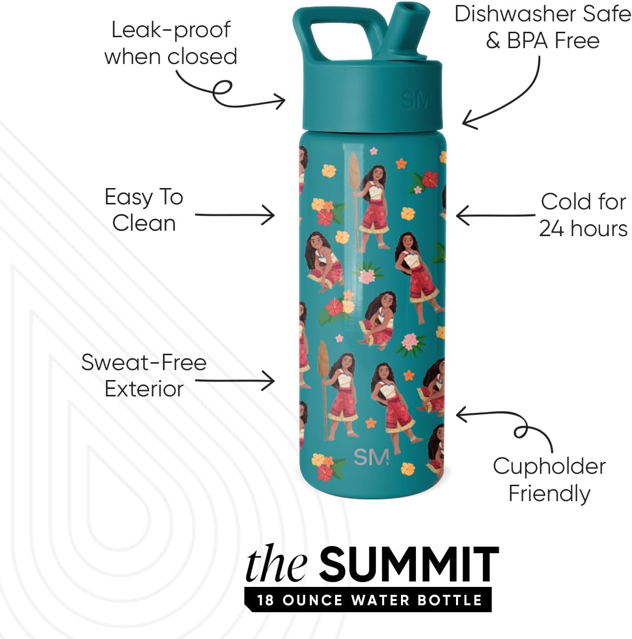 Simple Modern Disney Minnie Mouse Kids Water Bottle with Straw Lid | 14oz Insulated Stainless Steel Kids Tumbler & Spill Proof Toddler Cup for School, Girls, Boys | Summit | Minnie Mouse Fun - Colors A