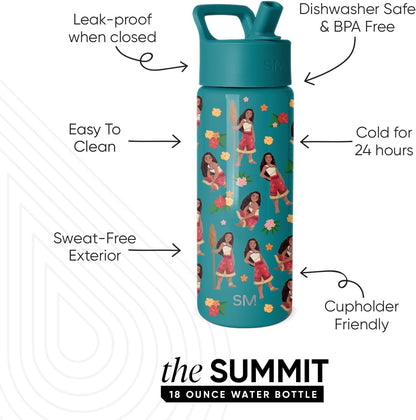Simple Modern Disney Minnie Mouse Kids Water Bottle with Straw Lid | 14oz Insulated Stainless Steel Kids Tumbler & Spill Proof Toddler Cup for School, Girls, Boys | Summit | Minnie Mouse Fun - Colors A