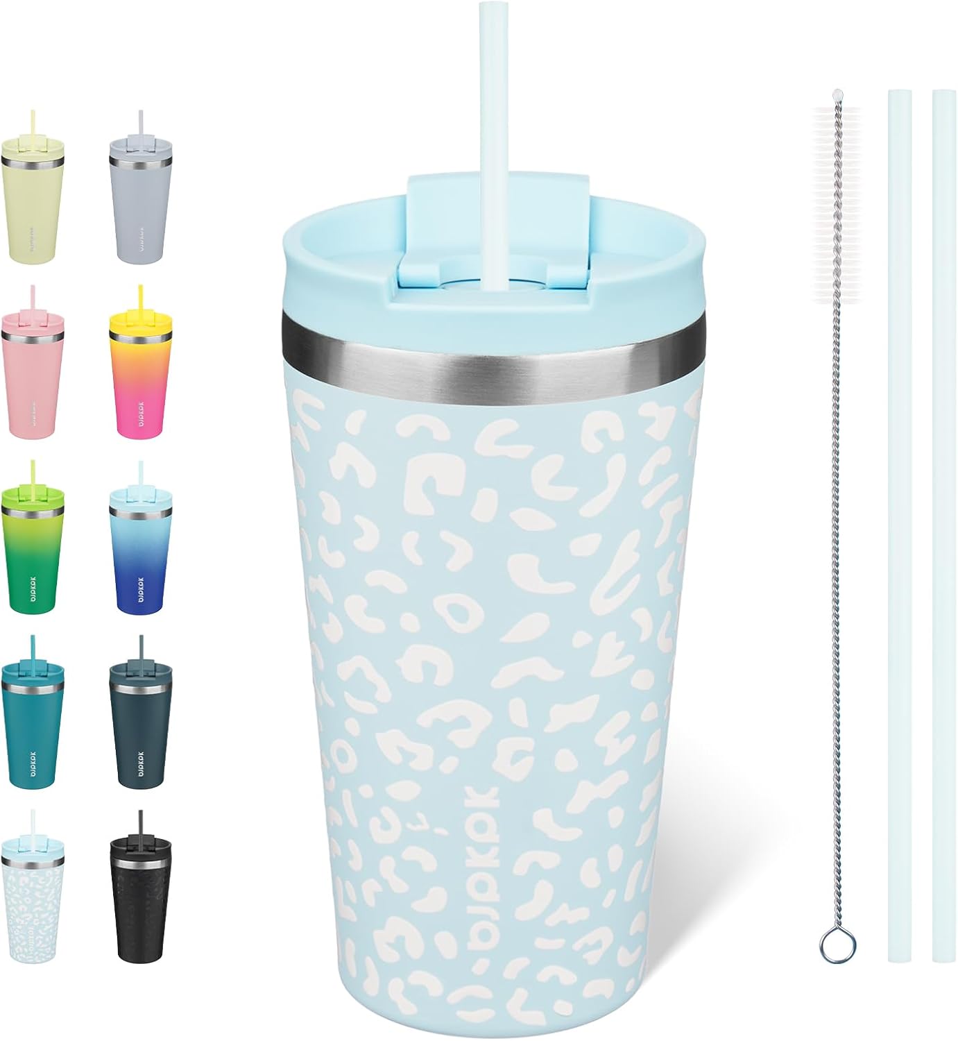 BJPKPK 22oz Insulated Tumbler With lid And Straw Stainless Steel Tumblers Travel Coffee Mug Reusable Thermal Cup,Sky