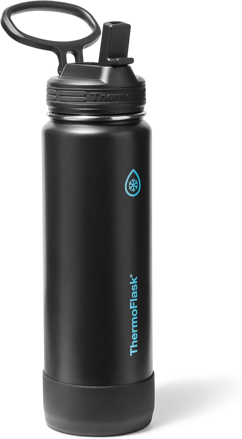 ThermoFlask Insulated Water Bottle with Spout Lid (24 oz, Lemonade Stand) - Leakproof, Stainless Steel Water Bottle for Cold & Hot Drinks, Travel & Daily Hydration
