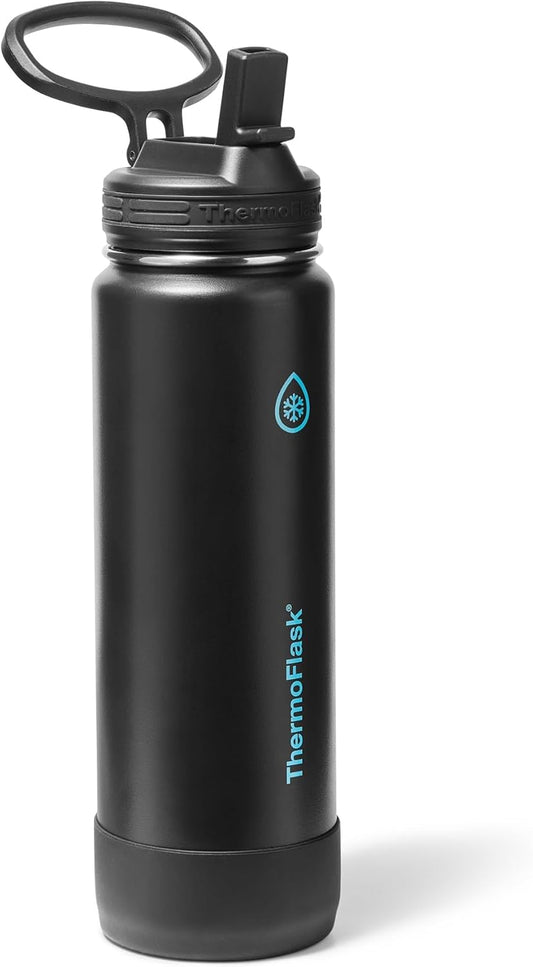 ThermoFlask Insulated Water Bottle with Spout Lid (24 oz, Lemonade Stand) - Leakproof, Stainless Steel Water Bottle for Cold & Hot Drinks, Travel & Daily Hydration