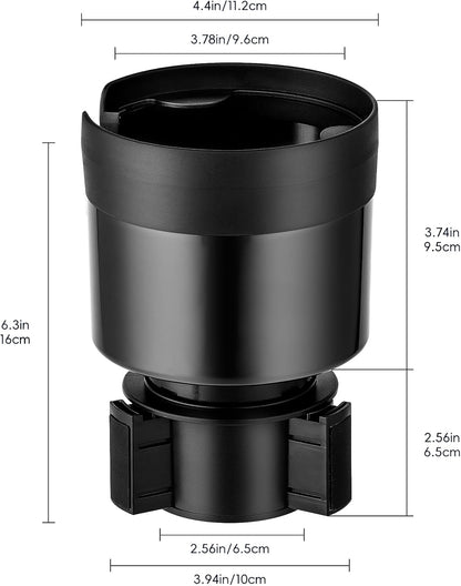 RAYMYLO Car Cup Holder Expander with Adjustable Base, Cup Holder Insert for Car Compatible with Most 32/40 Oz Water Bottles 12 oz/24 oz Coffee Mugs Tumblers 3.4 to 3.78 in Diameter, 1 Pack Black