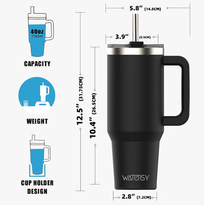 40 oz Tumbler with Handle,Tumbler with Lid and Straw,Double Wall Insulated Cup Stainless Steel Travel Mug(Cold for 34 Hours),Water Bottle for Iced Tea,Coffee,Cold Beverages(Purple)
