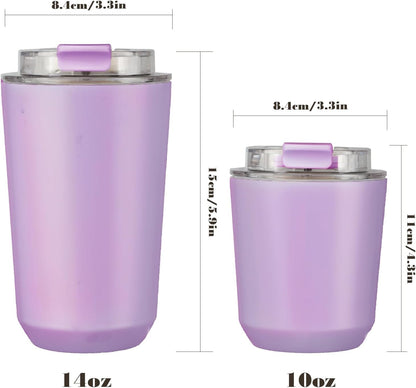 Puraville Insulated Tumblers with Lid, 14 oz Travel Coffee Mug Stainless Steel Vacuum Cup, Leak Proof Reusable Double Walled Coffee Tumbler for Iced and Hot Drinks, Cream