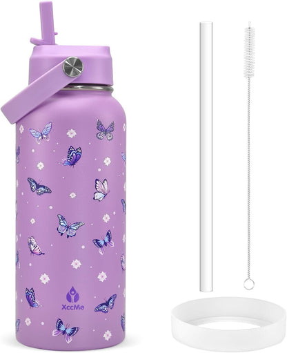 32oz Pickleball Insulated Water Bottle with Lid,Stainless Steel Water Bottl with Flip Straw and Handle,Gifts for Pickleball Players, Pickleball Lovers,Women Girls,Leak Proof Water Bottle