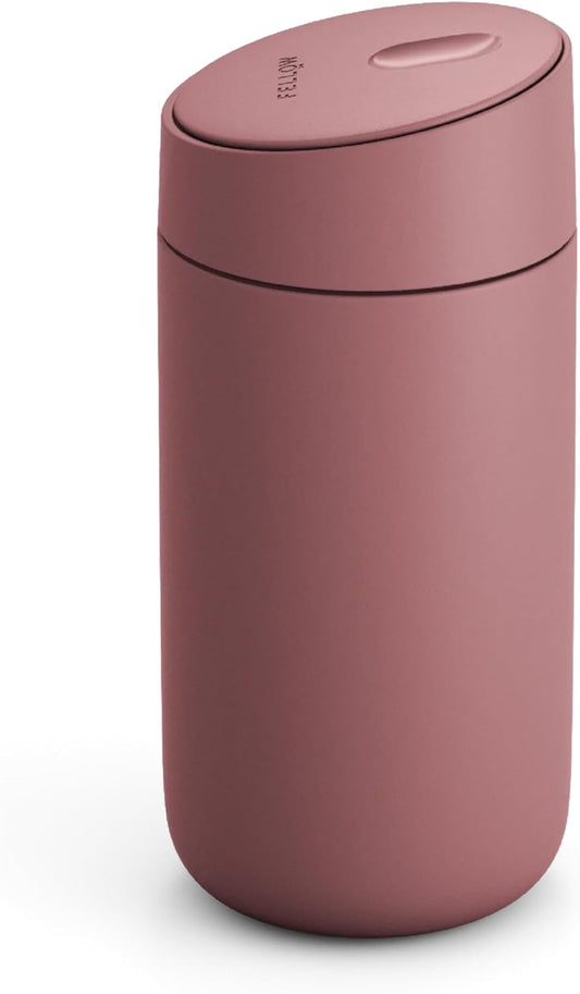 Fellow 12 oz Carter Slide Travel Mug – One-Handed Slide Lid, Vacuum Insulated Stainless Steel Tumbler with Ceramic Interior for Hot and Cold Drinks, Leak-Proof and Dishwasher Safe, Hazy Blue