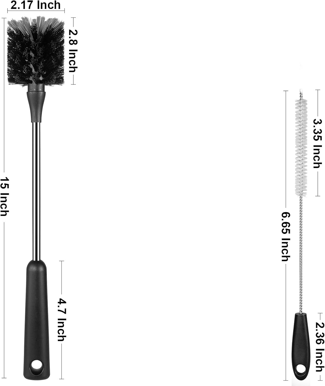 [4 Pack] Bottle Brush, 15 Inches Stainless Steel Long Handle Baby Bottle Scrub Cleaning Brushes with Straw & Lid Brushes for Sports Water Bottle, Cups, Coffee Mugs, Glasswares