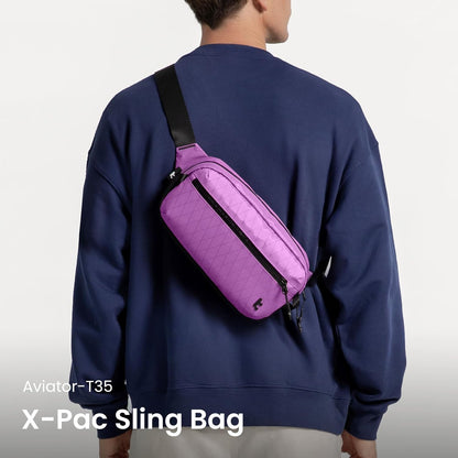 tomtoc 3.5L Sling Bag with RFID Blocking, Crossbody Bag Chest Shoulder Pack for Men and Women, Water-resistant Lightweight Casual Waist Fanny Pack for Travel/Daily Use