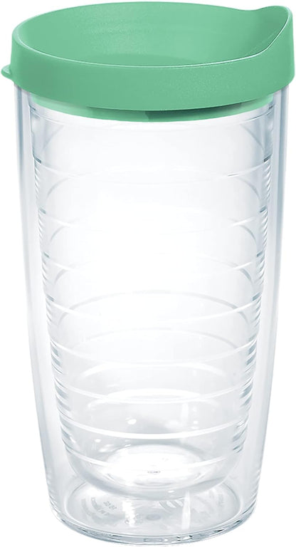 Tervis Clear & Colorful Lidded Made in USA Double Walled Insulated Tumbler Travel Cup Keeps Drinks Cold & Hot, 24oz, Black Lid, 1 Count (Pack of 1)