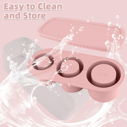 Fu Store Ice Cube Tray for Tumbler Cup 30-40 oz, 3pcs Silicone Ice Cube Molds With Lid and Bin for Chilling Cocktails Whiskey Drinks Juice Coffee Easy Fill and Release Ice Maker (Black, 40 oz)