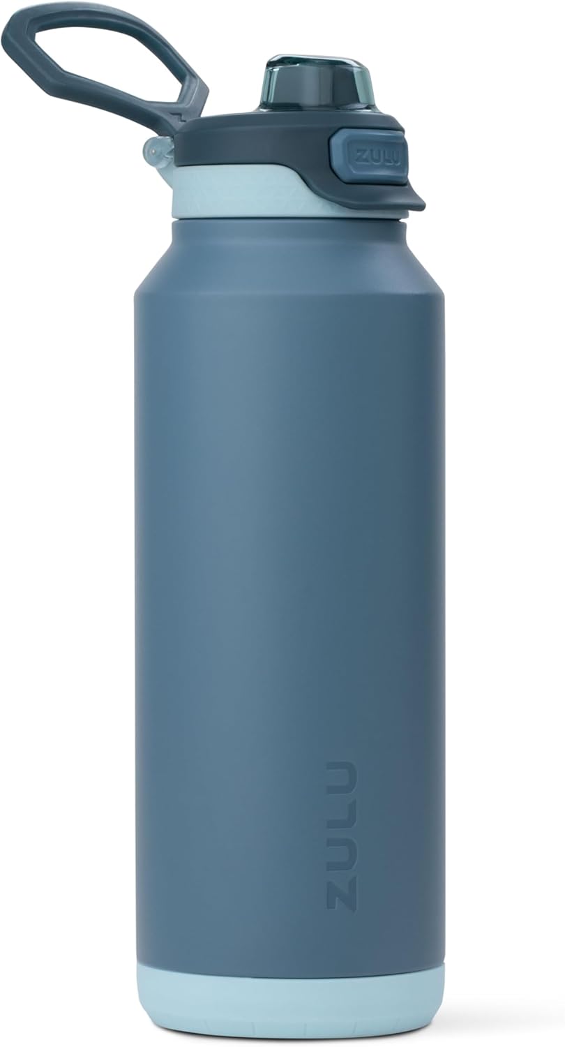 ZULU Powerfill Pro 32oz Stainless Steel Water Bottle with Quick Fill Lid, Triple Walled Vacuum Insulated Metal, Leak Proof Locking Lid, Sip and Chug, Reusable BPA Free, High Tide
