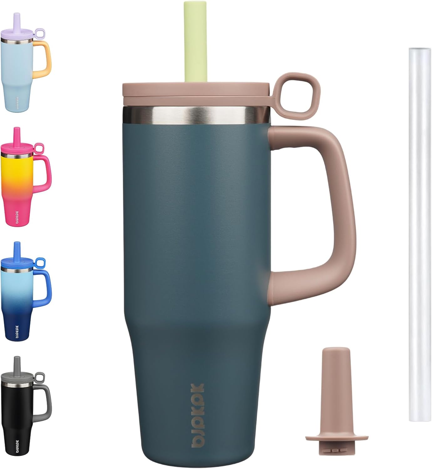 BJPKPK 50oz Insulated Tumbler with Handle Stainless Steel Travel Coffee Mug with Lid Reusable Large Water Bottle with Straw,Sky