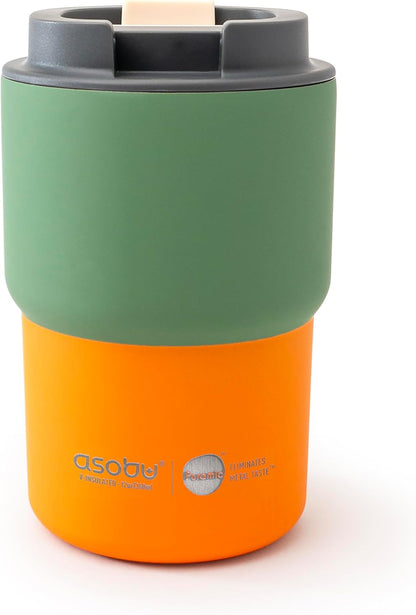 asobu Ultimate Ceramic Travel Mug, 12oz Insulated Stainless Steel Coffee Cup with Handle & Splash-Resistant Lid, Ceramic Lined for Pure Taste, BPA-Free, Double-Wall Vacuum for Hot Drinks