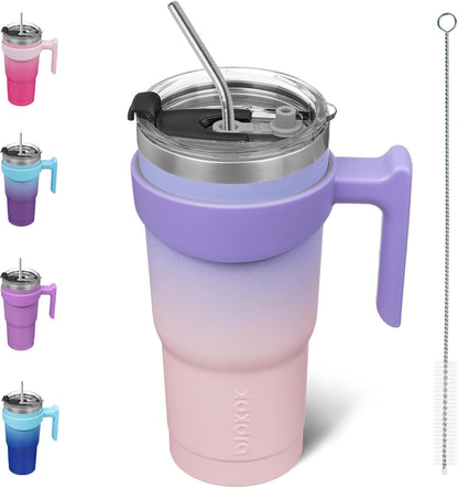 BJPKPK Tumbler With Handle And Straw Lid 40 oz Stainless Steel Insulated Coffee Tumbler Cups For Home, Office or Car,Turquoise