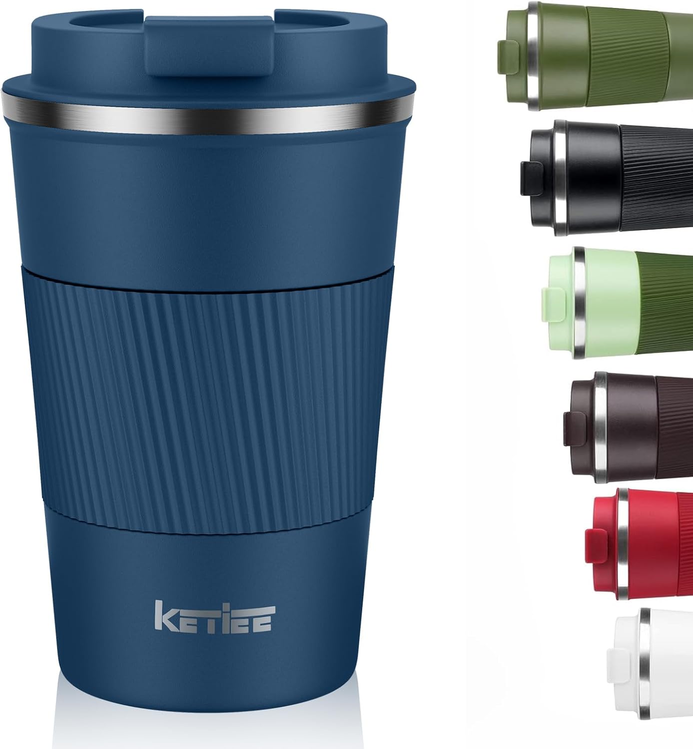 KETIEE Travel Coffee Mug Spill Proof 12oz, Insulated Travel Mug to Go, Reusable Coffee Cup with Seal Lid, Vacuum Stainless Steel Tumbler for Hot/Cold Drinks (Red)