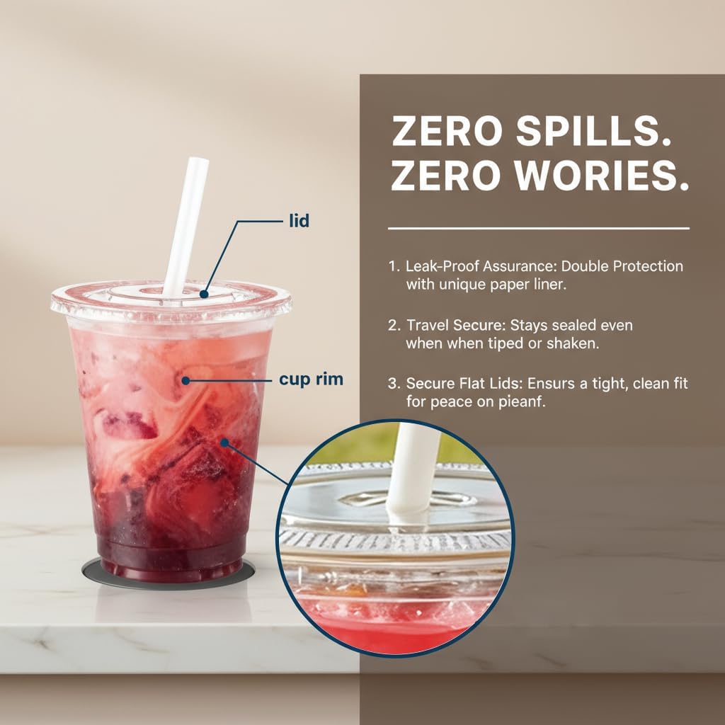 110 Pack Clear Plastic Cups with Lids and Straws, 16 oz Disposable Iced Coffee Cups To Go, BPA-Free Cold Drink Cups for Smoothie, Matcha, Parties, Party