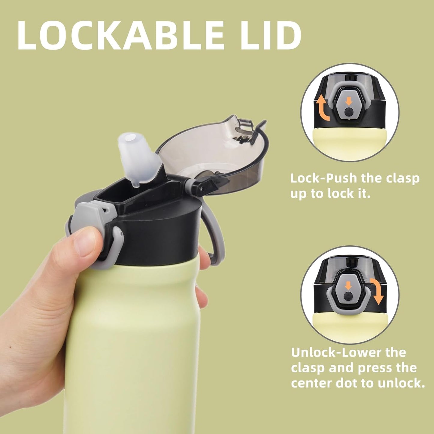 Konokyo 18 oz Insulated Water Bottle with Straw Lid, Stainless Steel Vacuum Sports Water Bottle, Leak-Proof Reusable Metal Flask with Carry Loop, BPA-Free Travel Bottle for Gym, School, Office