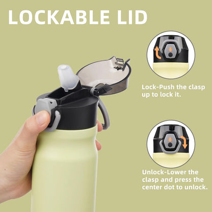 Konokyo 18 oz Insulated Water Bottle with Straw Lid, Stainless Steel Vacuum Sports Water Bottle, Leak-Proof Reusable Metal Flask with Carry Loop, BPA-Free Travel Bottle for Gym, School, Office