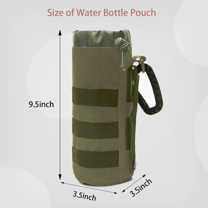 Tactical MOLLE Water Bottle Pouch, 3-Way Attachment: Backpack MOLLE, Belt Loop & D-Ring Hook, Anti-Swing 1000D Nylon Bottle Holder for Hiking Hunting, Fits 18-25oz Flasks