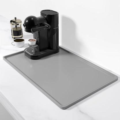 Rnivvi Silicone Coffee Mat, 16" x 24" Waterproof Raised Edge Coffee Bar Mats for Espresso Machine Station Accessories, Heat Resistant Detachable Dish Drying Pad for Kitchen Counter, Dish Rack, Green