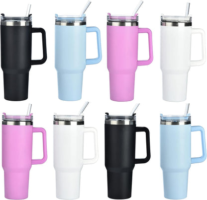ALINK 8 Pack Replacement Glass Straws for Stanley 40 oz 30 oz Tumbler, 12 in Long Reusable Clear Straws for Stanley Cup Accessories, Half Gallon Bottle, Plus 2 Cleaning Brush