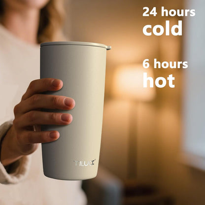 TILUCK 20 oz Insulated Tumbler with BPA-Free Lid, Stainless Steel Vacuum Travel Coffee Mug, Double Wall Coffee Tumbler（20oz，Matte DarkBlue）